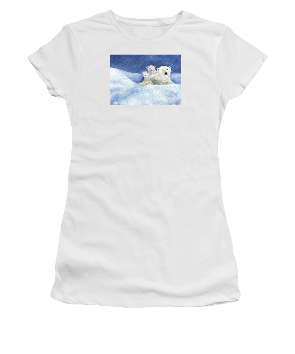 Polar Bear Women's T-Shirt featuring the painting Don't Mess with Momma by June Hunt