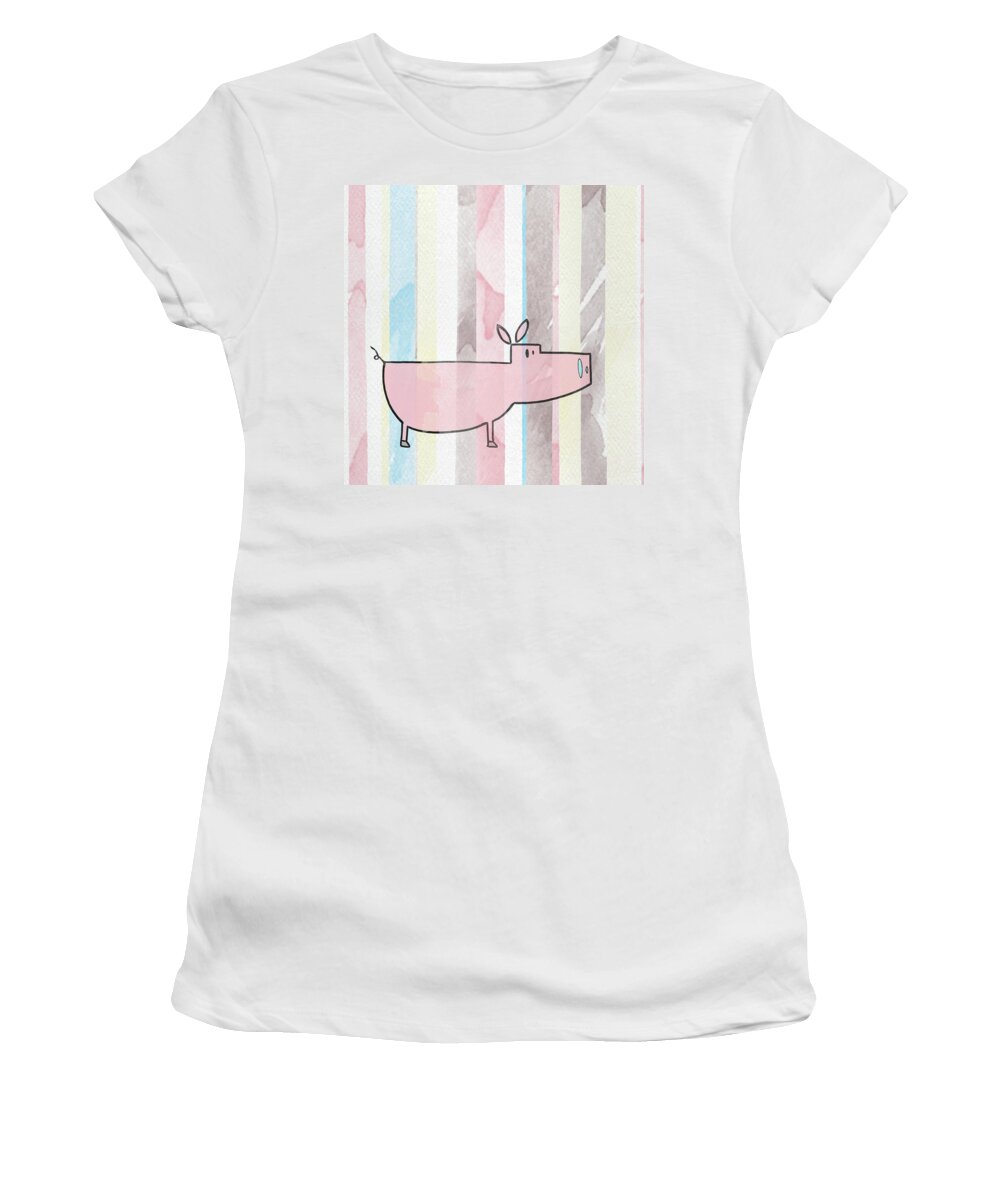 Doodle Women's T-Shirt featuring the mixed media Doodle Farm On Watercolor II by Shelley Lake