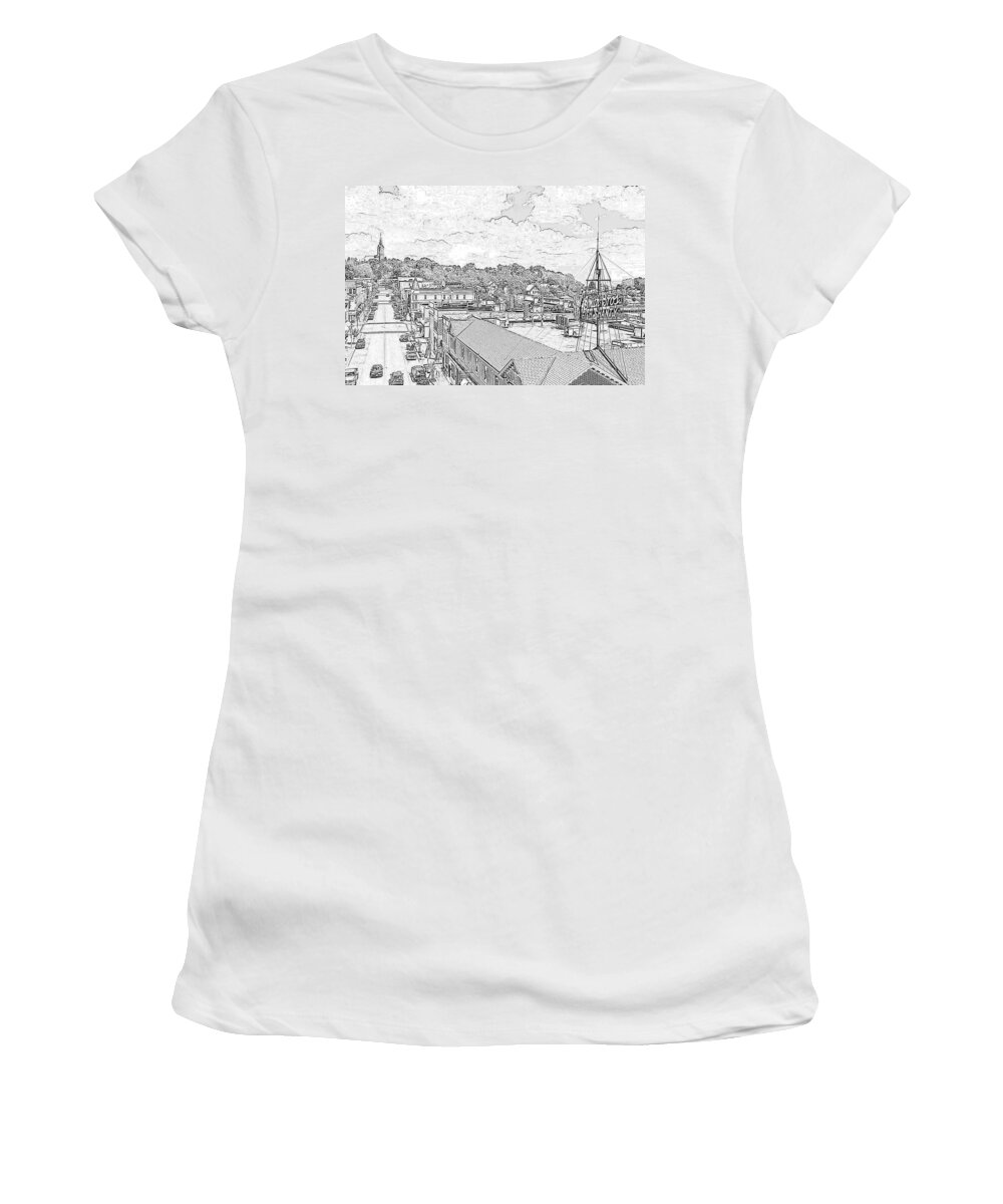 Downtown Women's T-Shirt featuring the photograph Downtown Port Washington by James Meyer