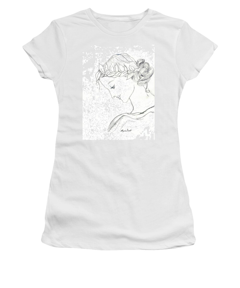 Muse Women's T-Shirt featuring the drawing Dreaming of the Dance by Maria Hunt