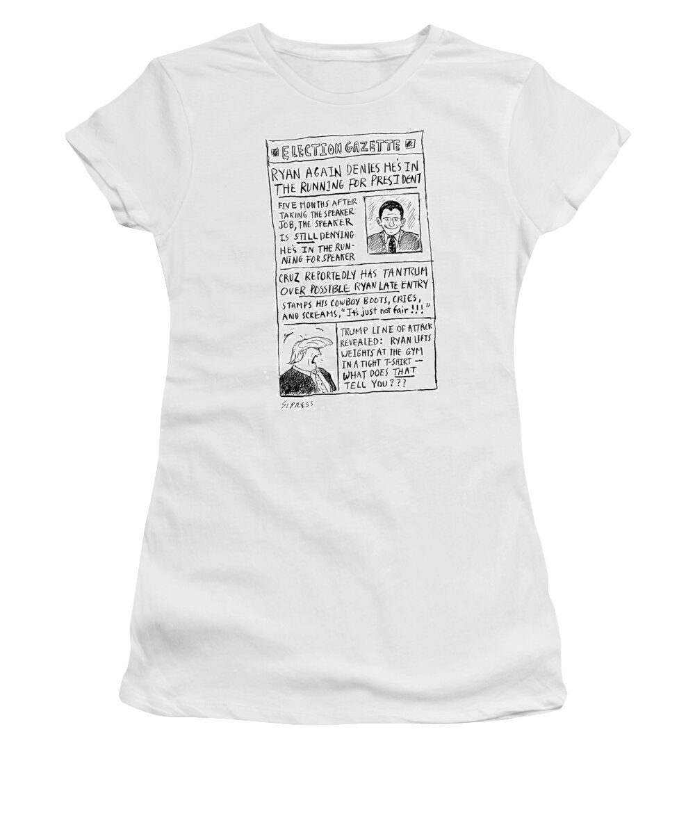 Election Gazette Women's T-Shirt featuring the drawing Election Gazette by David Sipress