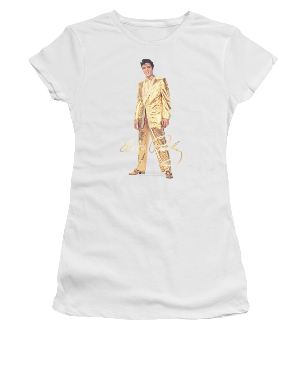 Elvis Women's T-Shirt featuring the digital art Elvis - Gold Lame Suit by Brand A