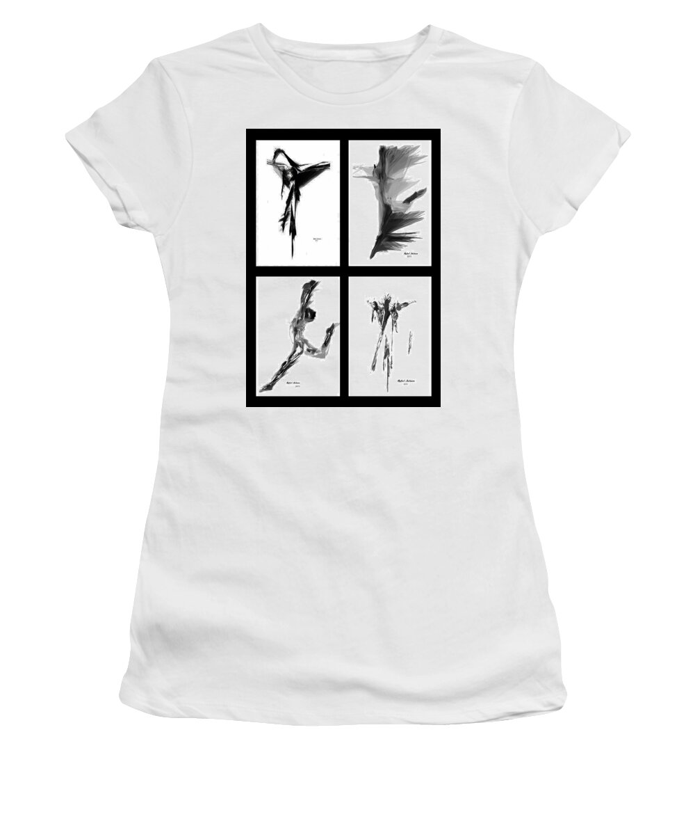 Abstract Women's T-Shirt featuring the digital art Emotions in Black - Abstract Quad by Rafael Salazar