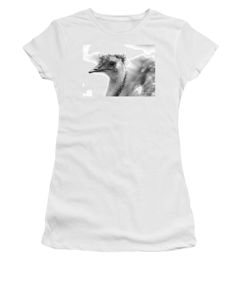 Emu Women's T-Shirt featuring the photograph Emu - Black and White by Carol Groenen