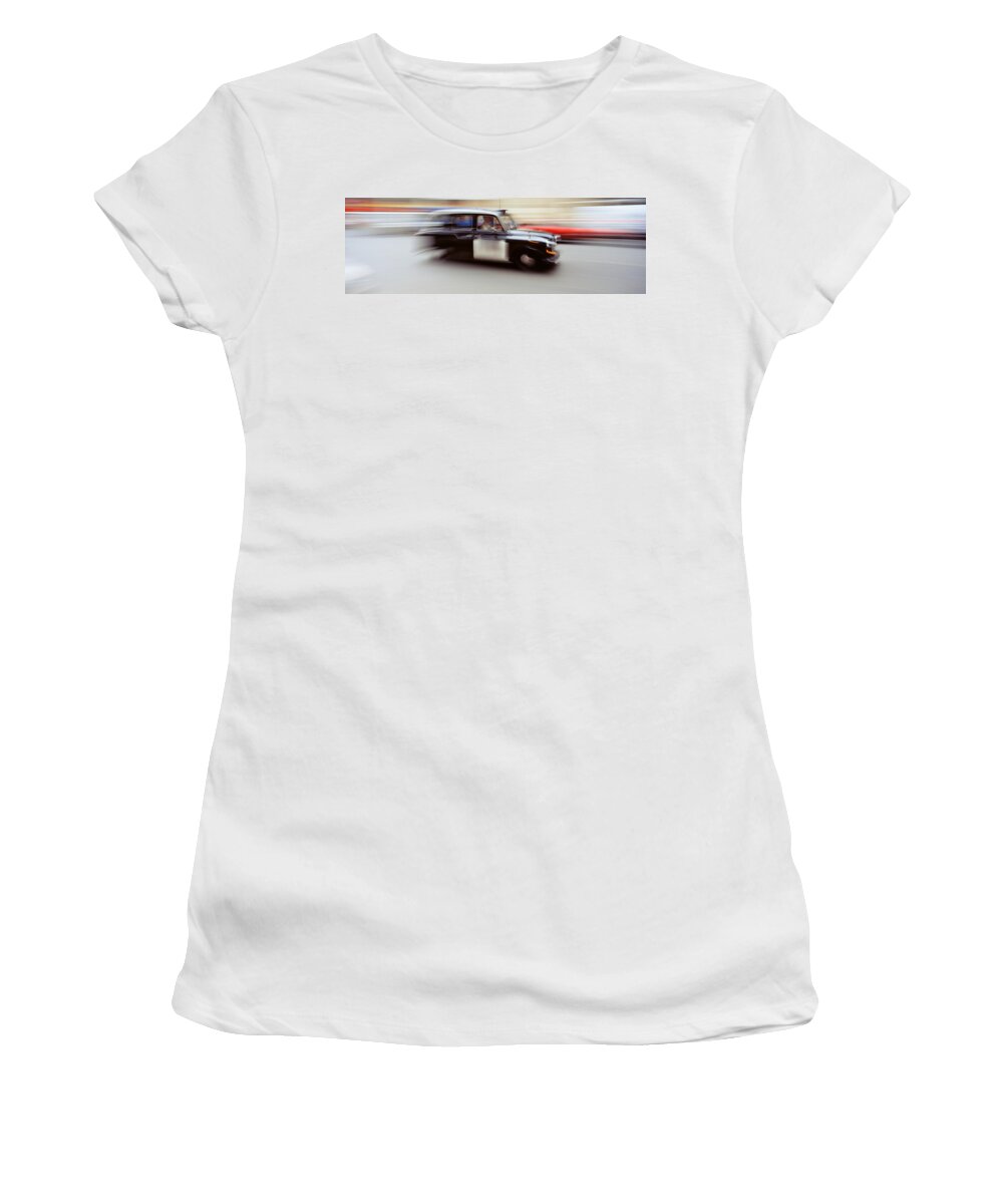 Photography Women's T-Shirt featuring the photograph England, London, Moving Cab by Panoramic Images