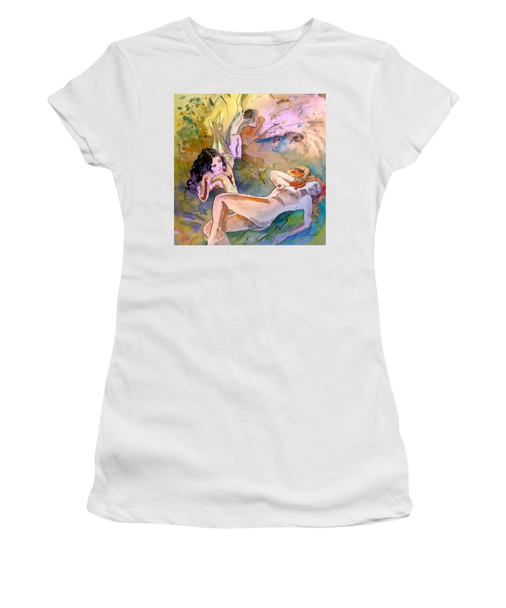 Erotic Women's T-Shirt featuring the painting Eroscape 1201 by Miki De Goodaboom