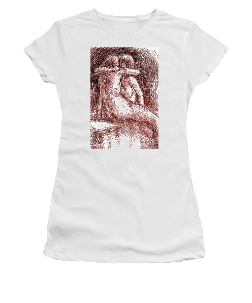 Erotic Renderings Women's T-Shirt featuring the drawing Erotic Drawings 19-2 by Gordon Punt