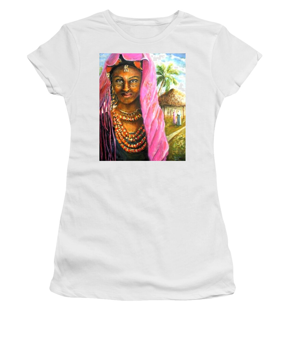  Women's T-Shirt featuring the painting Ethiopia Bride by Bernadette Krupa