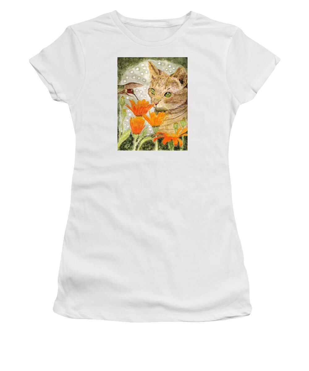 Kittens Women's T-Shirt featuring the painting Eye To Eye by Angela Davies