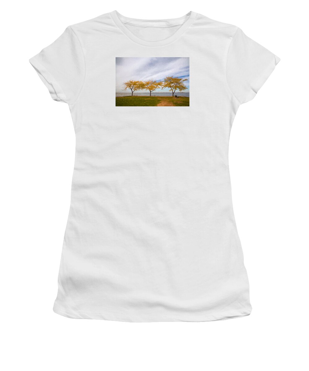 Landscape Women's T-Shirt featuring the photograph Fall Colors on Lake Erie by John M Bailey