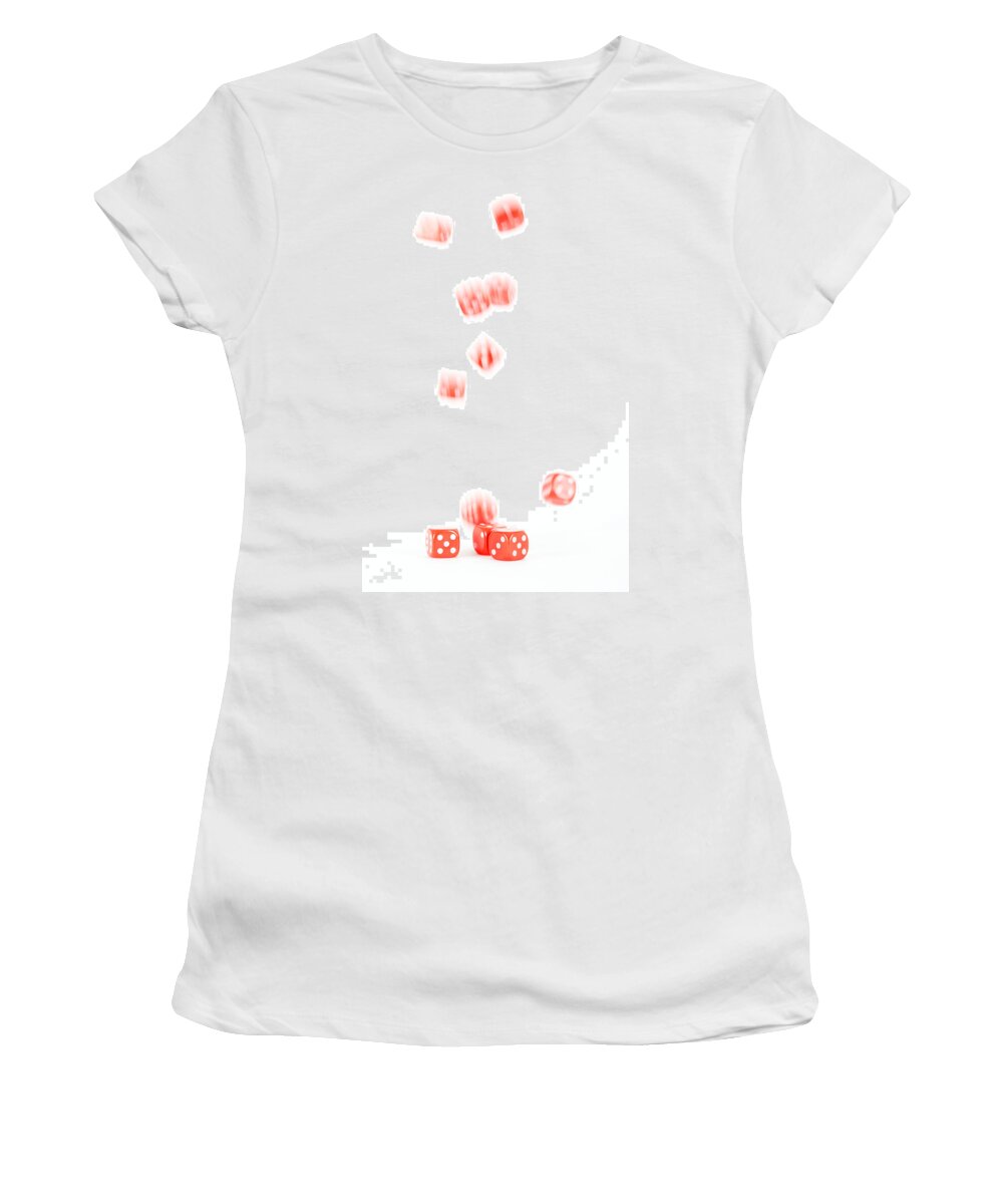   Women's T-Shirt featuring the photograph Falling dice by Chevy Fleet