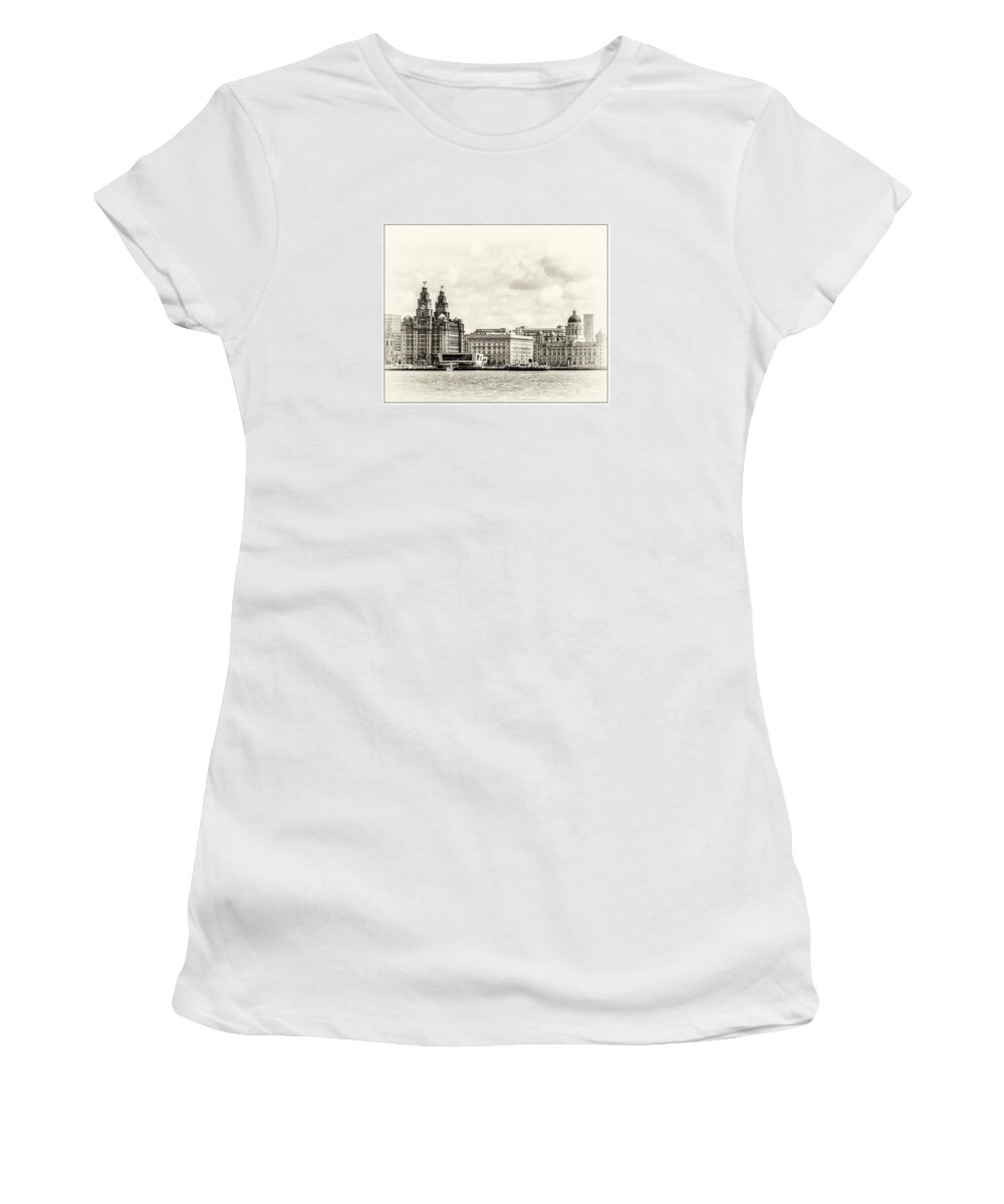 Liverpool Museum Women's T-Shirt featuring the photograph Ferry at Liverpool terminal by Spikey Mouse Photography