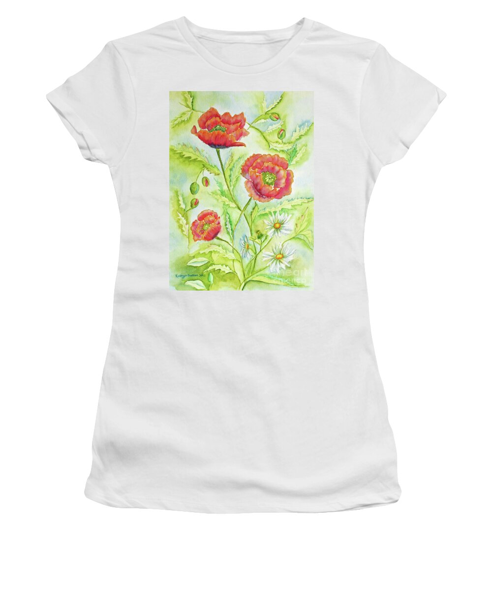 Flower Painting Women's T-Shirt featuring the painting Field of Dreams by Kathryn Duncan