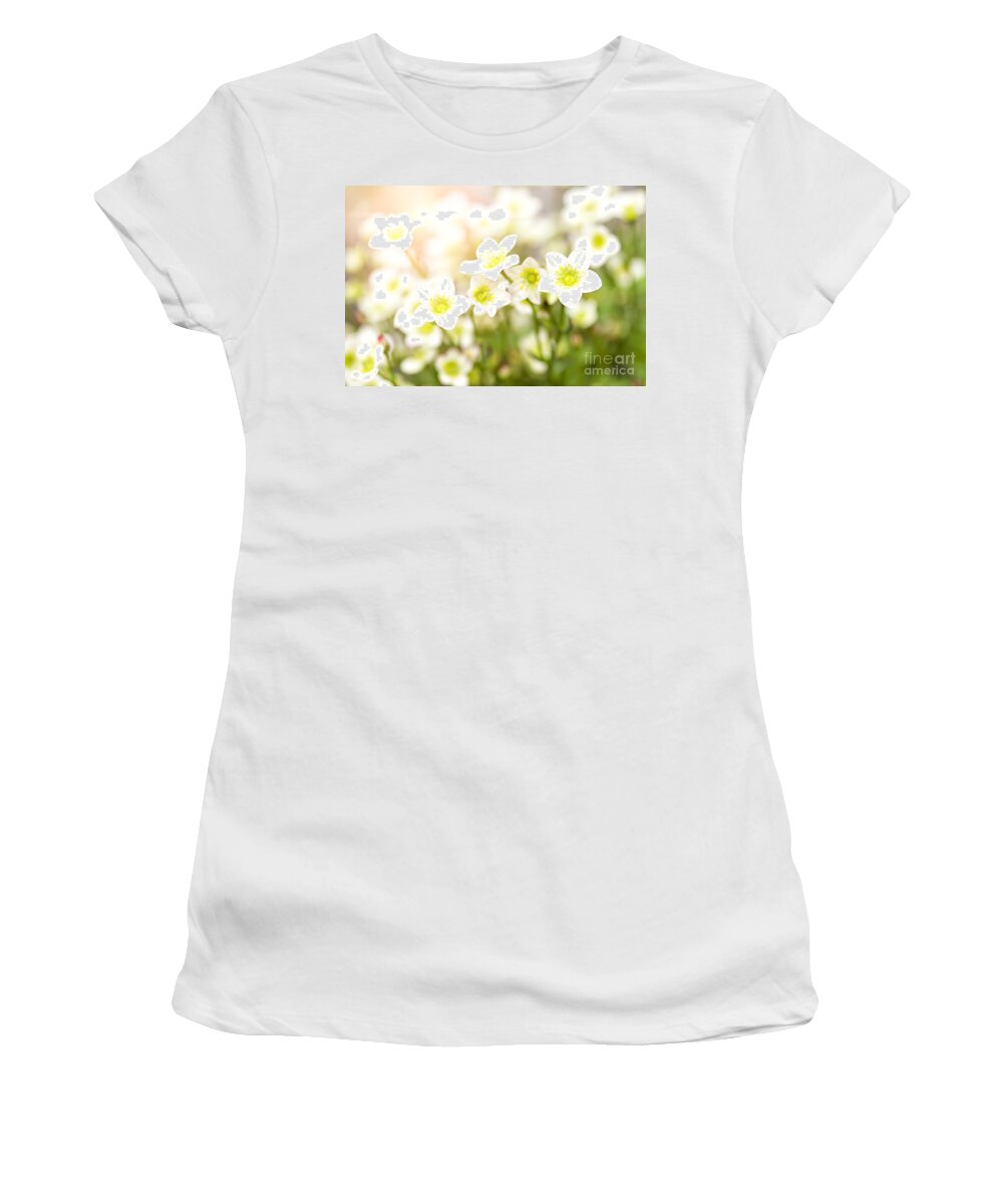 Flower Women's T-Shirt featuring the photograph Field of white blossoms by Sophie McAulay