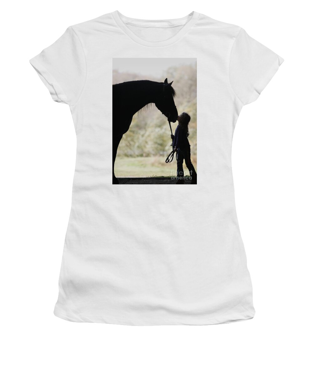 Horse Women's T-Shirt featuring the photograph First Kiss by Carol Lynn Coronios