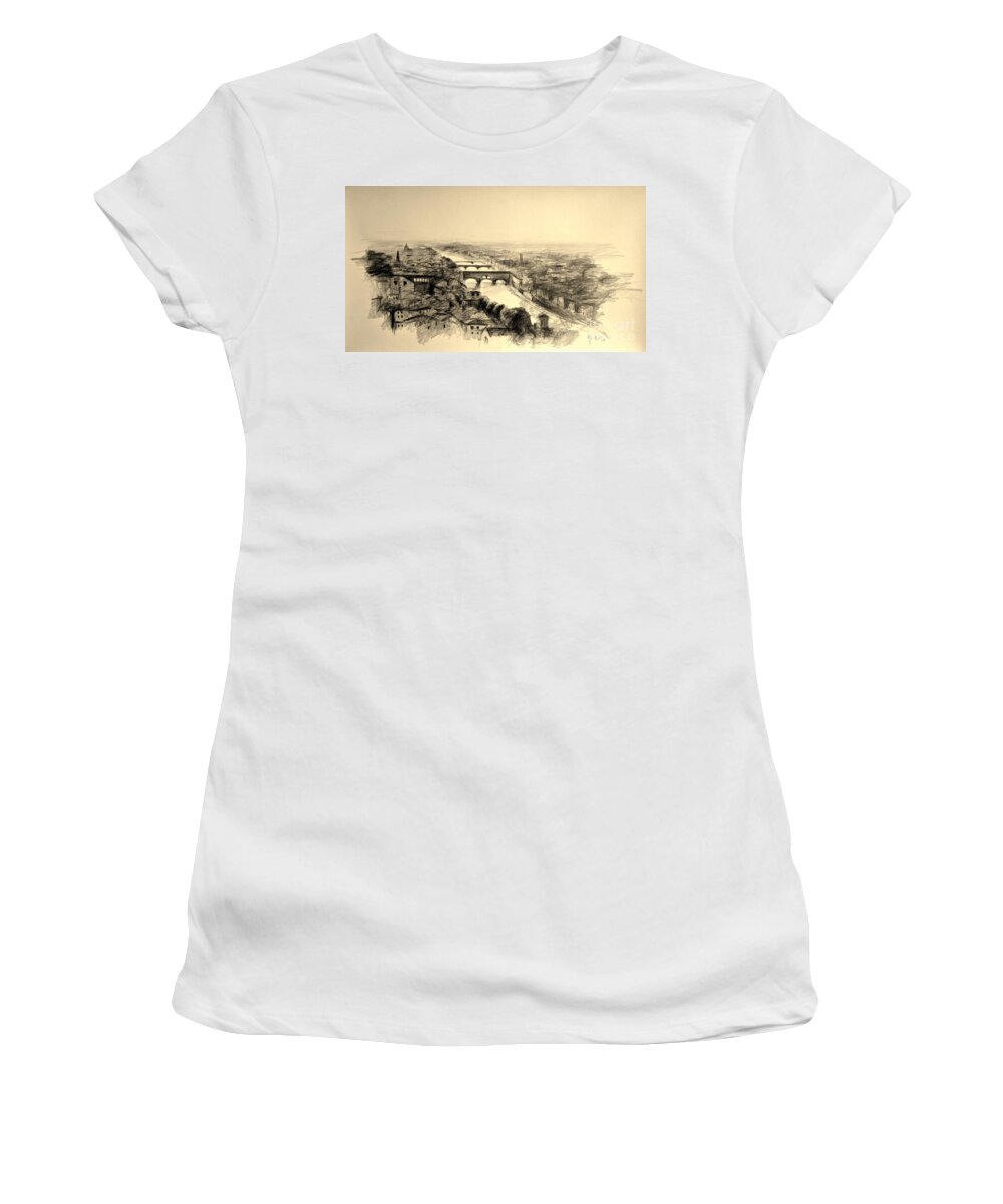 Florence Women's T-Shirt featuring the drawing Florence by Karina Plachetka