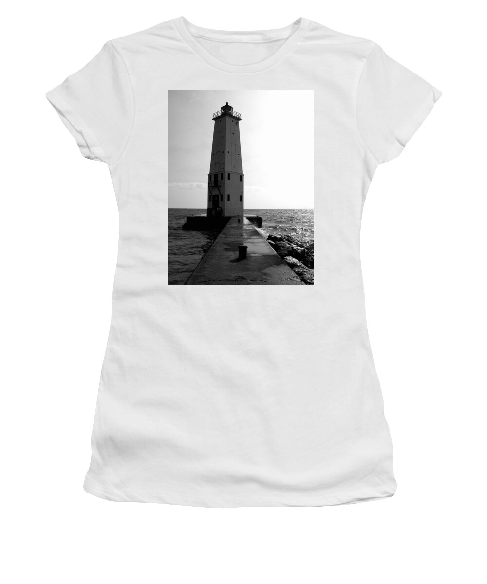 Lighthouse Women's T-Shirt featuring the photograph Frankfort Michigan Lighthouse ll by Michelle Calkins