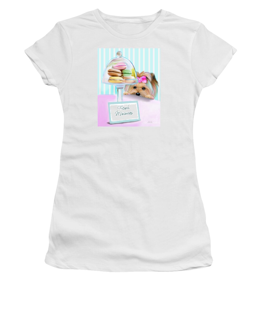 French Women's T-Shirt featuring the mixed media French Macarons by Catia Lee