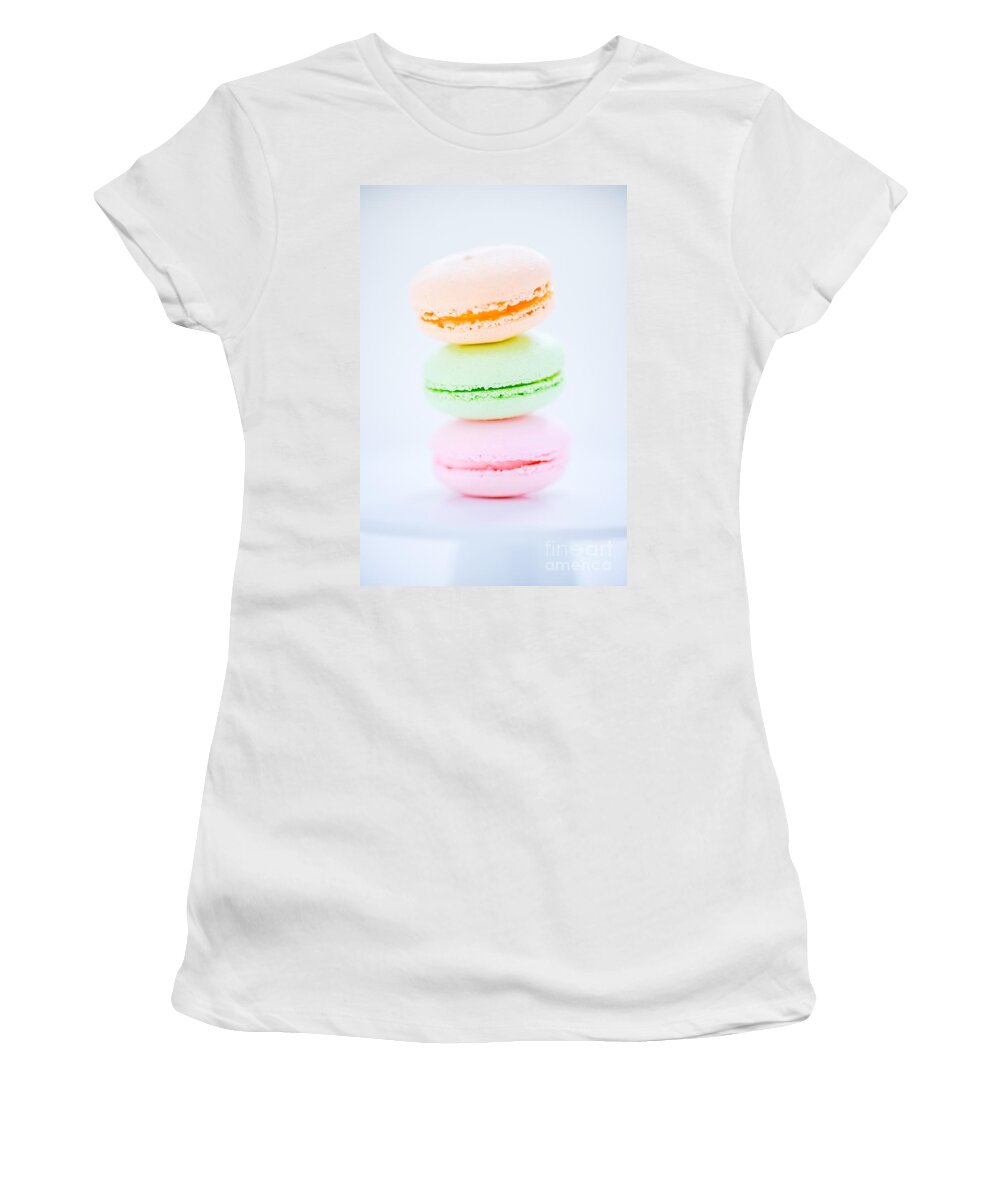 Closeup Women's T-Shirt featuring the photograph French Macarons Cookies by Edward Fielding