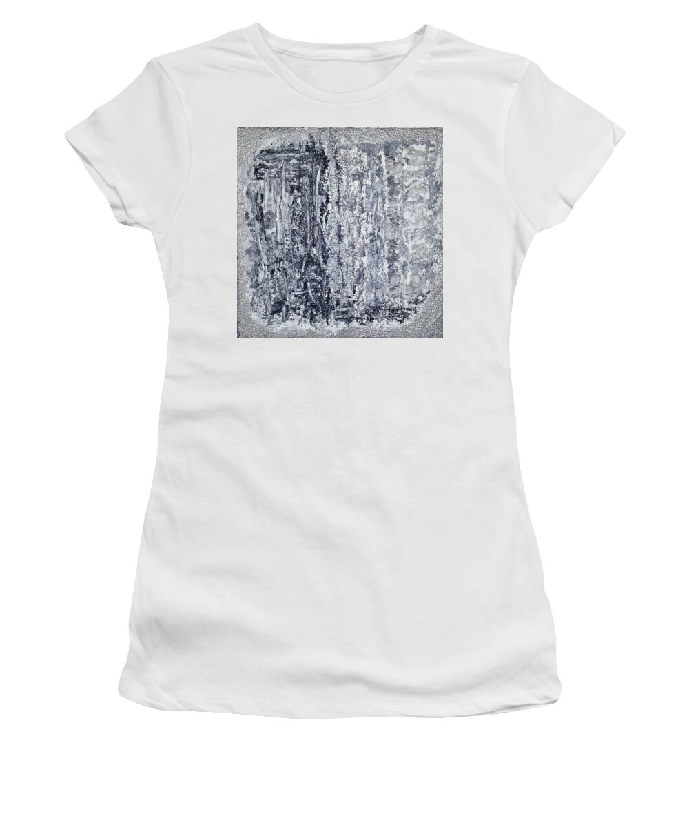 Abstract Artwork Women's T-Shirt featuring the painting G1 - greys by KUNST MIT HERZ Art with heart