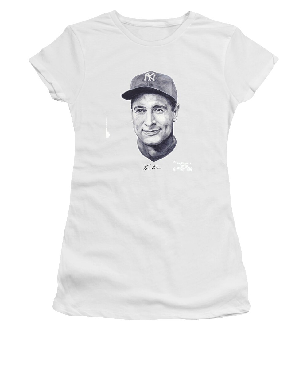 Lou Gehrig Women's T-Shirt featuring the painting Gehrig by Tamir Barkan