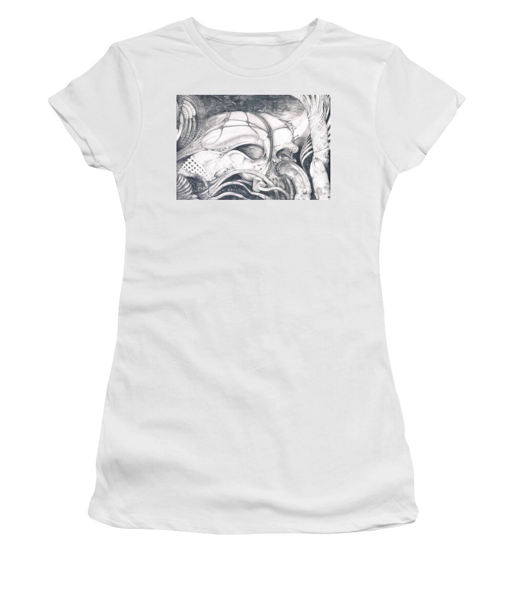ghost In The Machine Surrealism Women's T-Shirt featuring the drawing Ghost In The Machine by Otto Rapp
