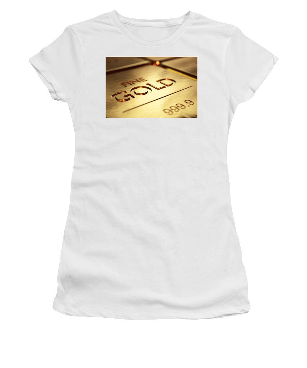 Gold Women's T-Shirt featuring the photograph Gold Bars Close-up by Johan Swanepoel