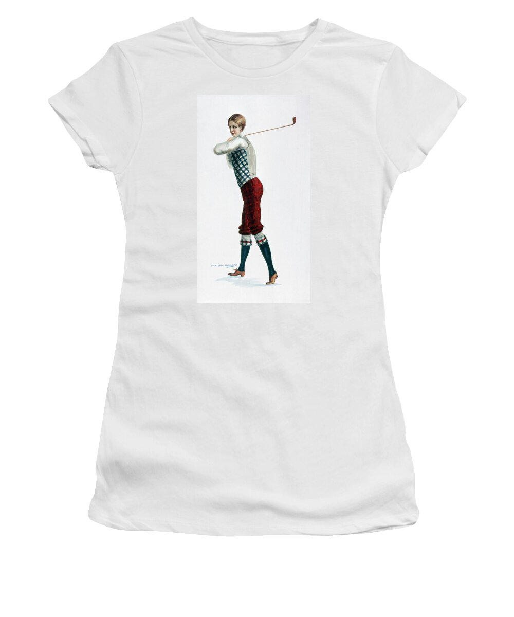 1920 Women's T-Shirt featuring the drawing Golfer, C1920 by Granger