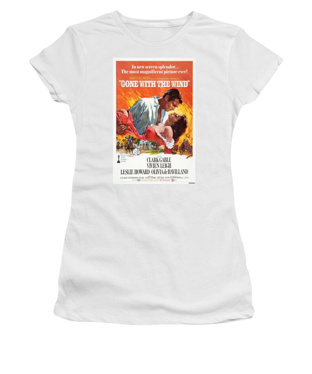Movie Poster Women's T-Shirt featuring the photograph Gone With the Wind - 1939 by Georgia Fowler