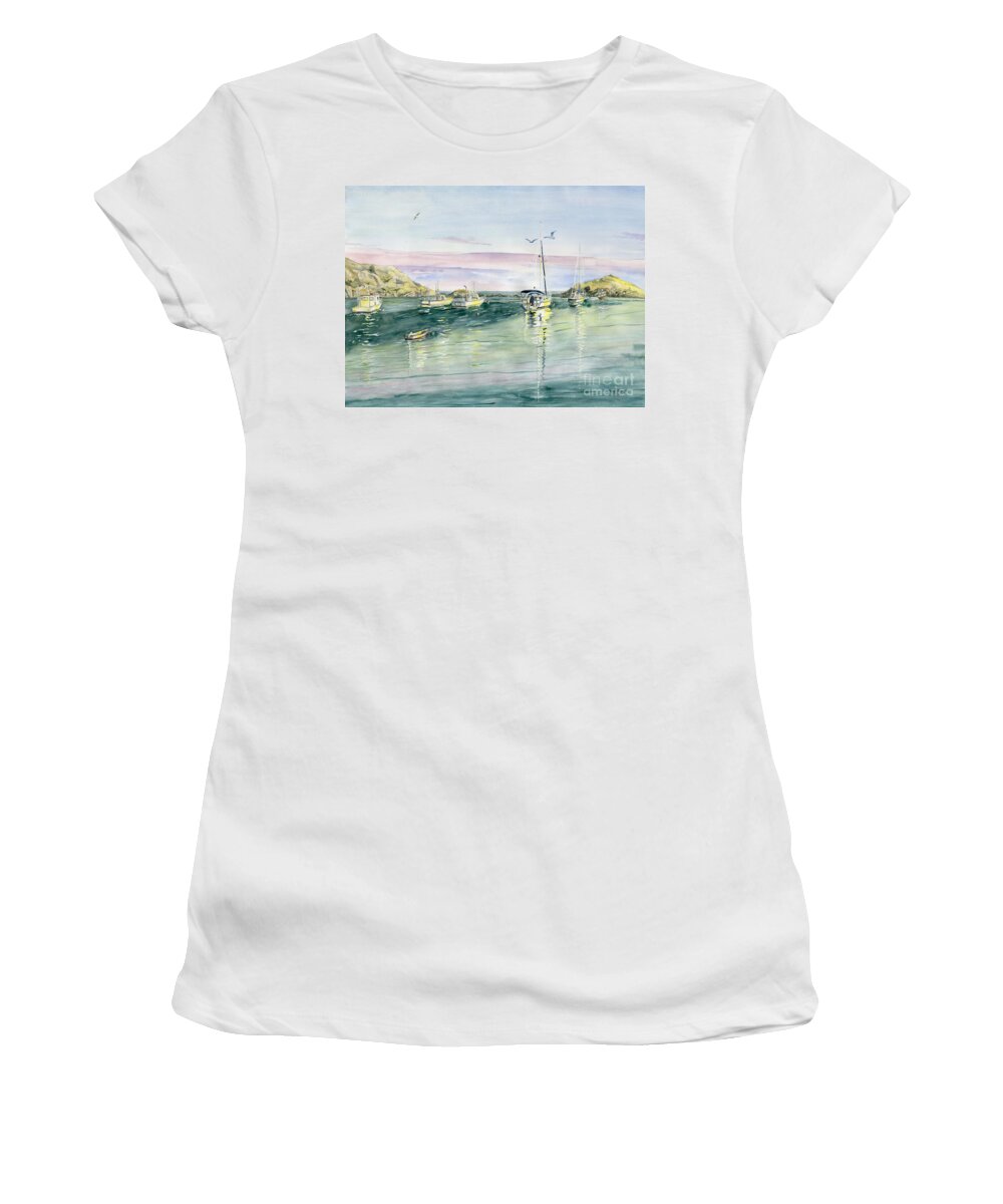 Monhegan Island Women's T-Shirt featuring the painting Good Morning Monhegan by Melly Terpening