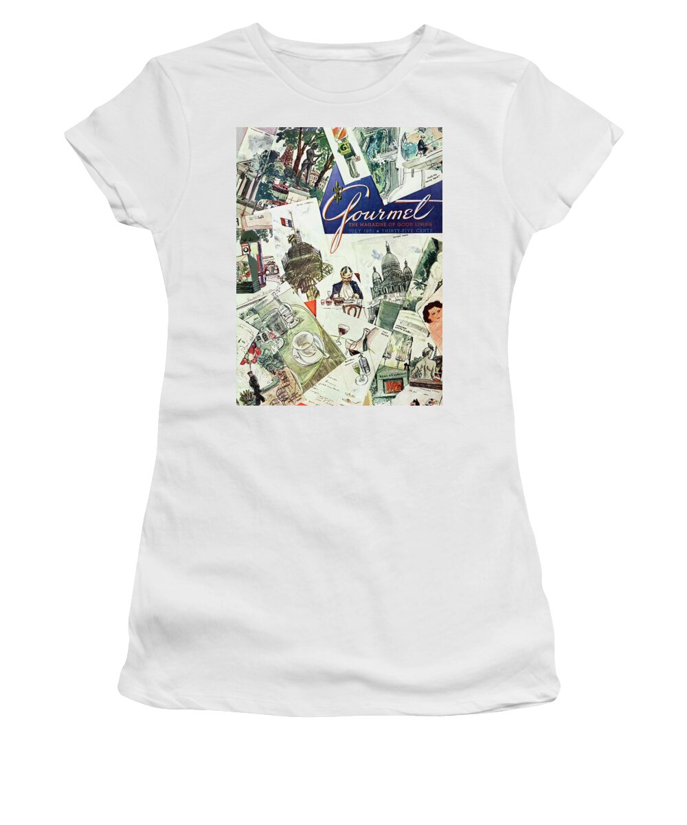Illustration Women's T-Shirt featuring the photograph Gourmet Cover Illustration Of Drawings Portraying by Henry Stahlhut