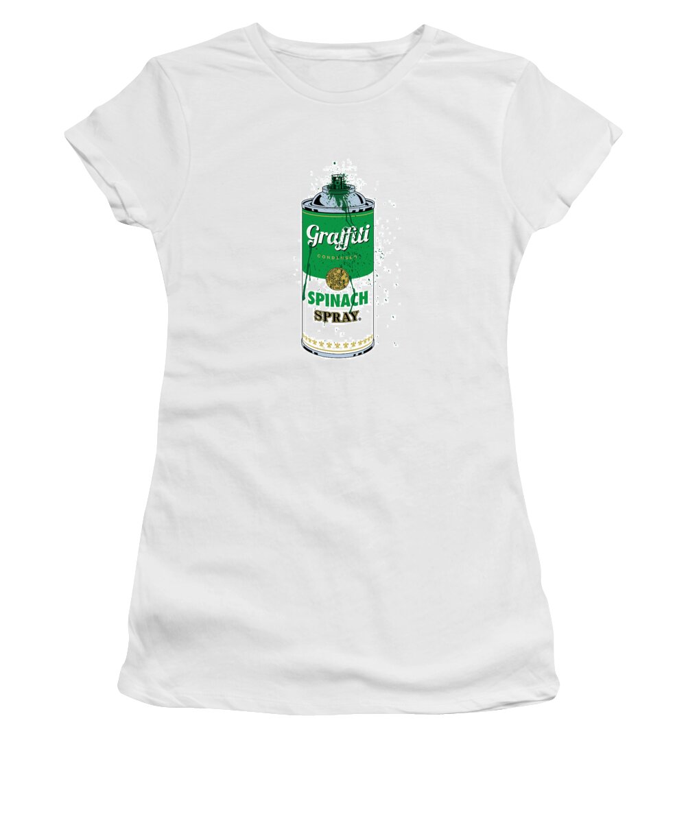 Logo Women's T-Shirt featuring the digital art Graffiti Spinach Spray Can by Gary Grayson