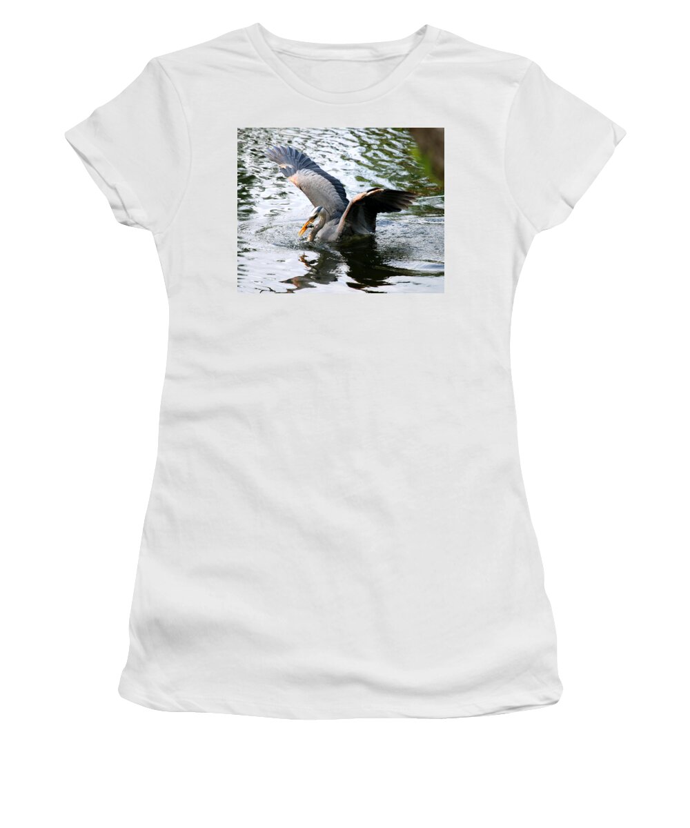 Heron Women's T-Shirt featuring the photograph Great Blue Heron by Larry Ward