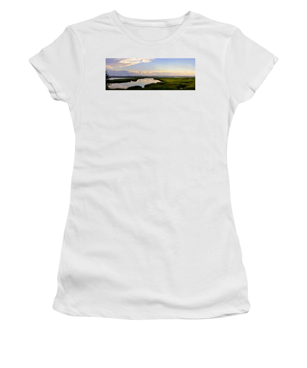 Salt Marsh Women's T-Shirt featuring the photograph Great Salt Marsh - Plum Island by John Brown