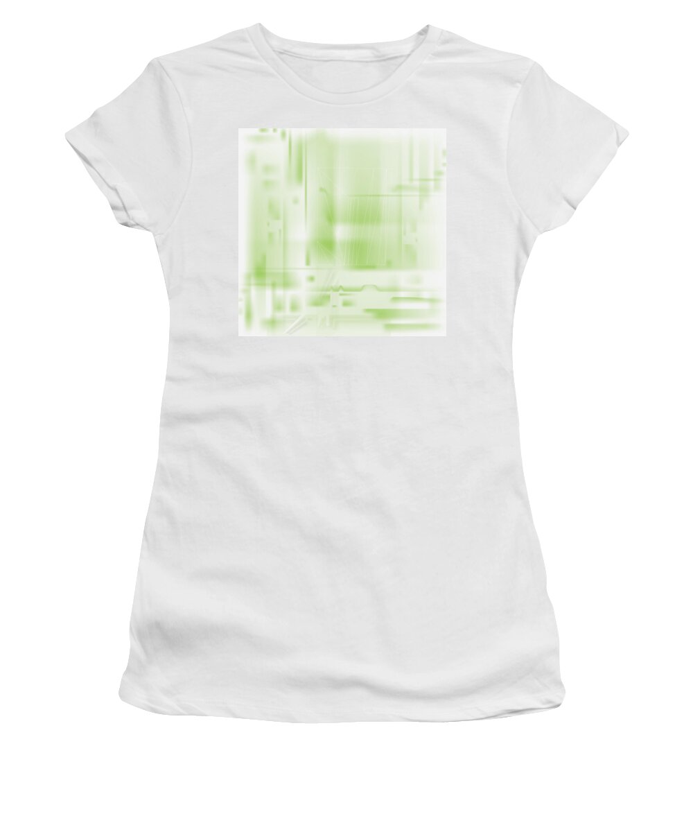 Green Women's T-Shirt featuring the digital art Green Ghost City by Kevin McLaughlin