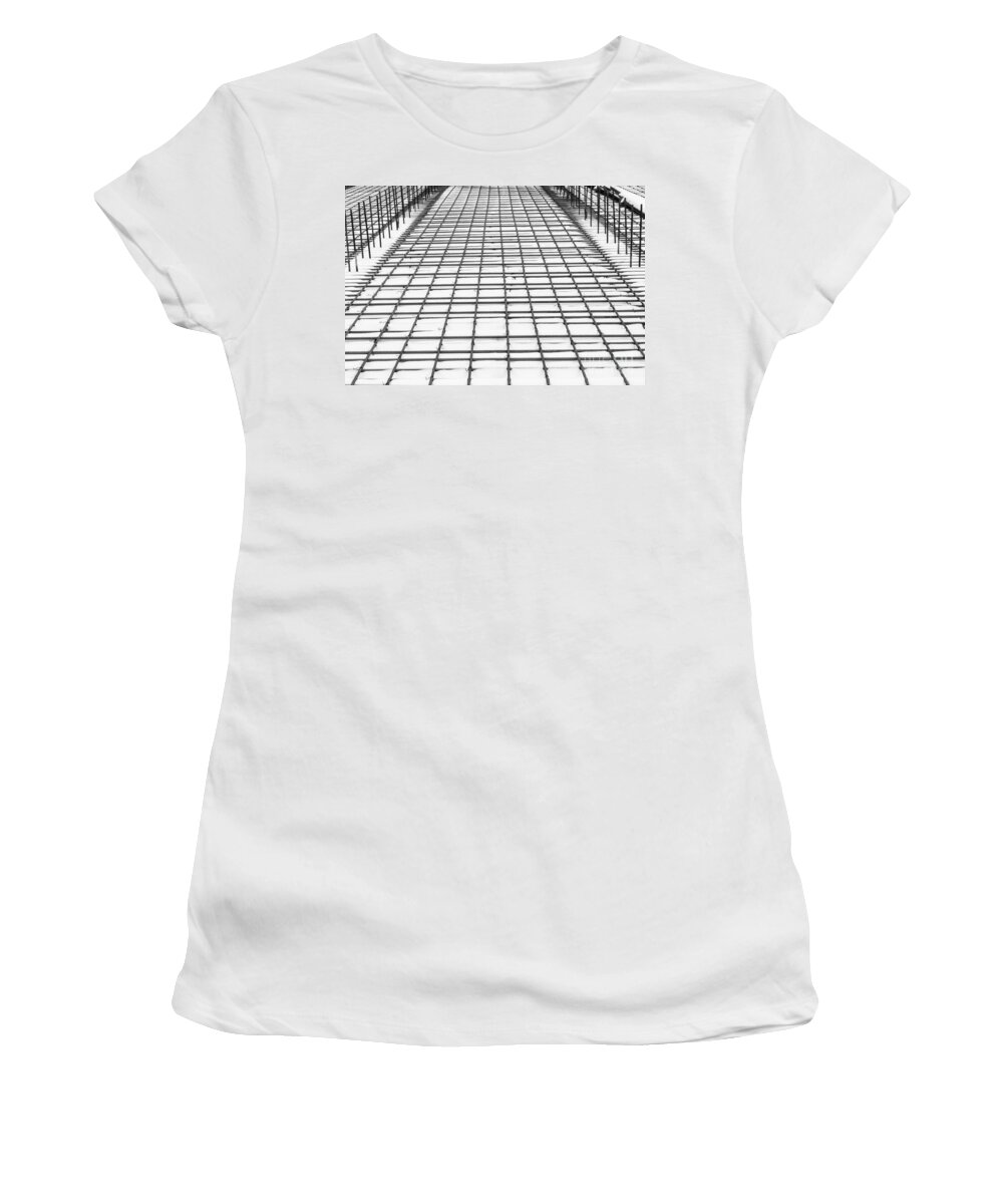 Steel Women's T-Shirt featuring the photograph Grid in the Snow by Diane Macdonald