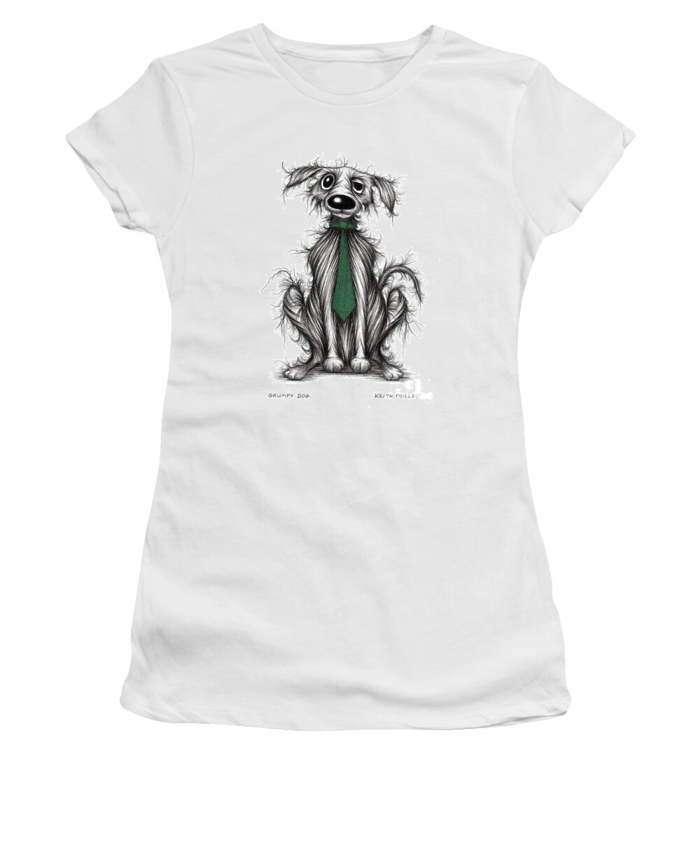 Shabby Dog Women's T-Shirt featuring the drawing Grumpy dog by Keith Mills