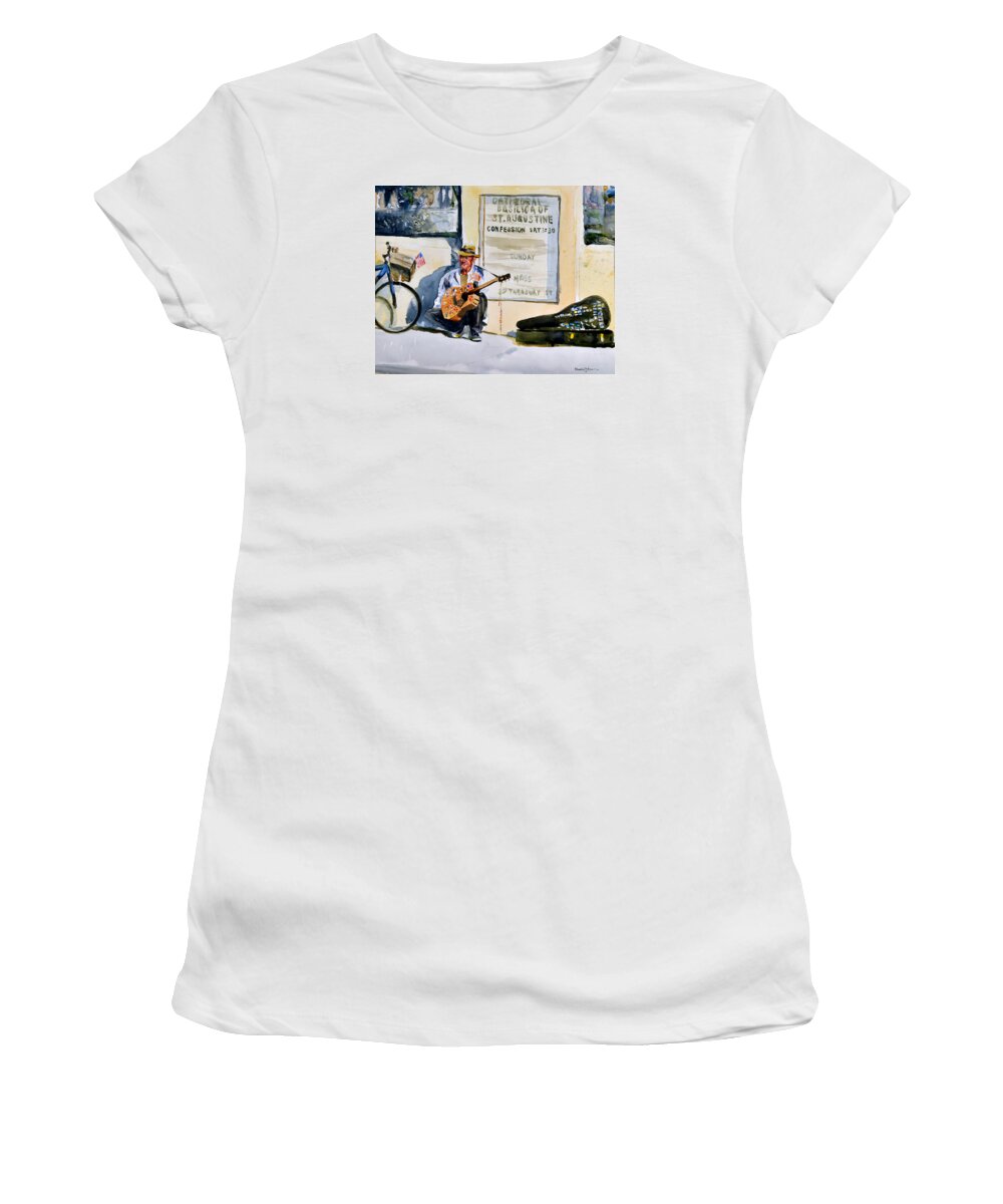 People Women's T-Shirt featuring the painting Da192 Guitar Man by Daniel Adams by Daniel Adams