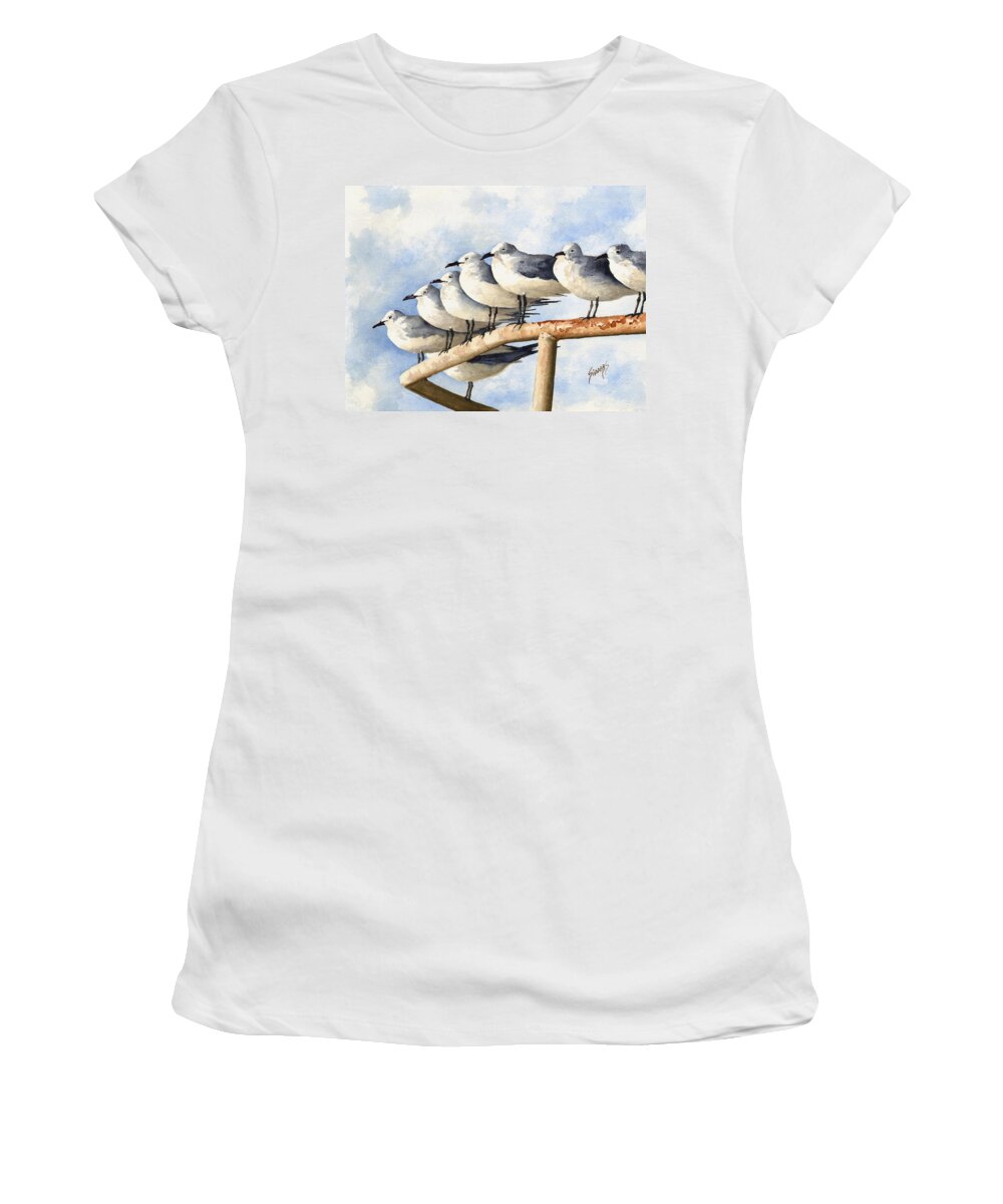 Bird Women's T-Shirt featuring the painting Gulls by Sam Sidders