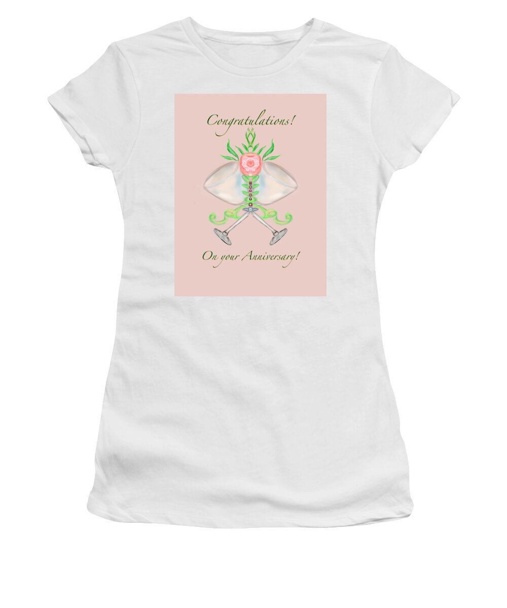 Greeting Card Women's T-Shirt featuring the digital art Happy Anniversary 1 by Christine Fournier