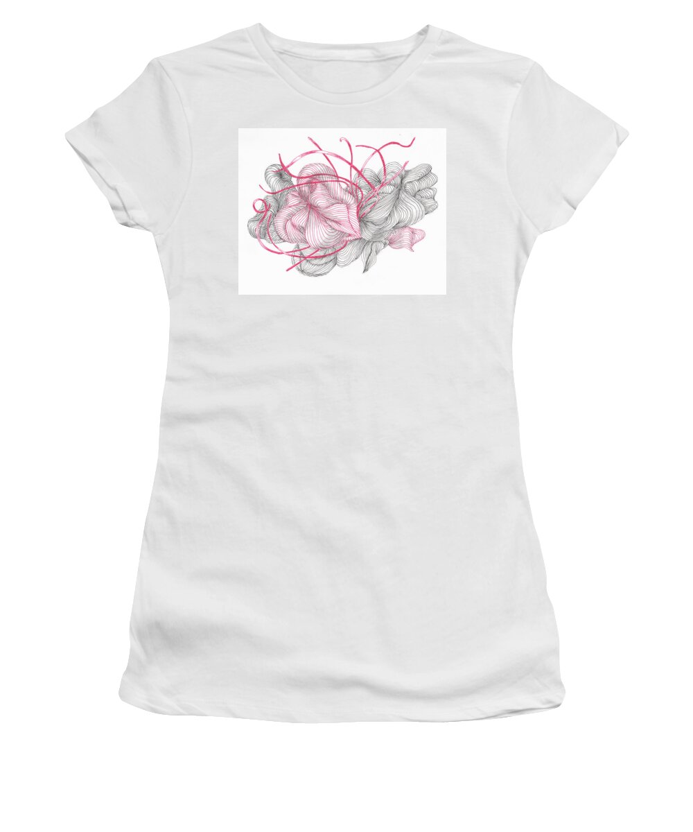 Zentangle Women's T-Shirt featuring the drawing Heart Strings by Quwatha Valentine