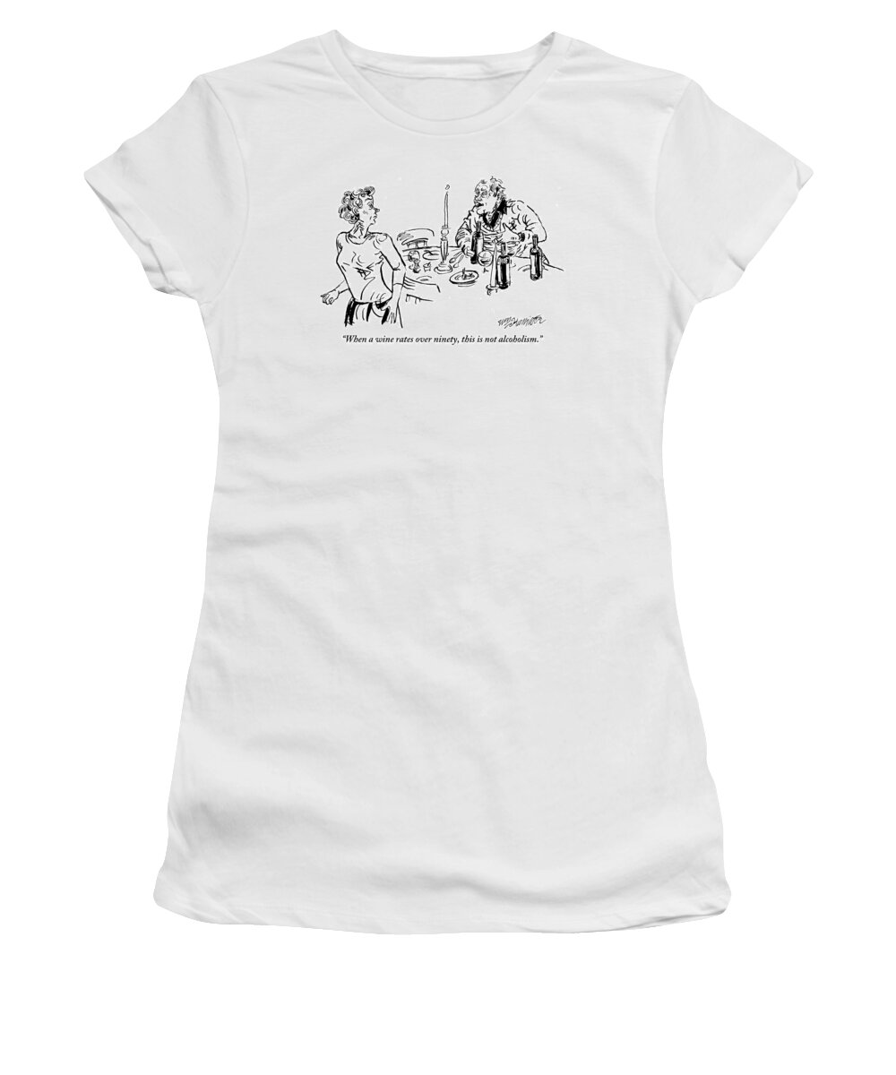 Wine Women's T-Shirt featuring the drawing Heavy-drinking Man Speaks To Woman Who Is Walking by William Hamilton