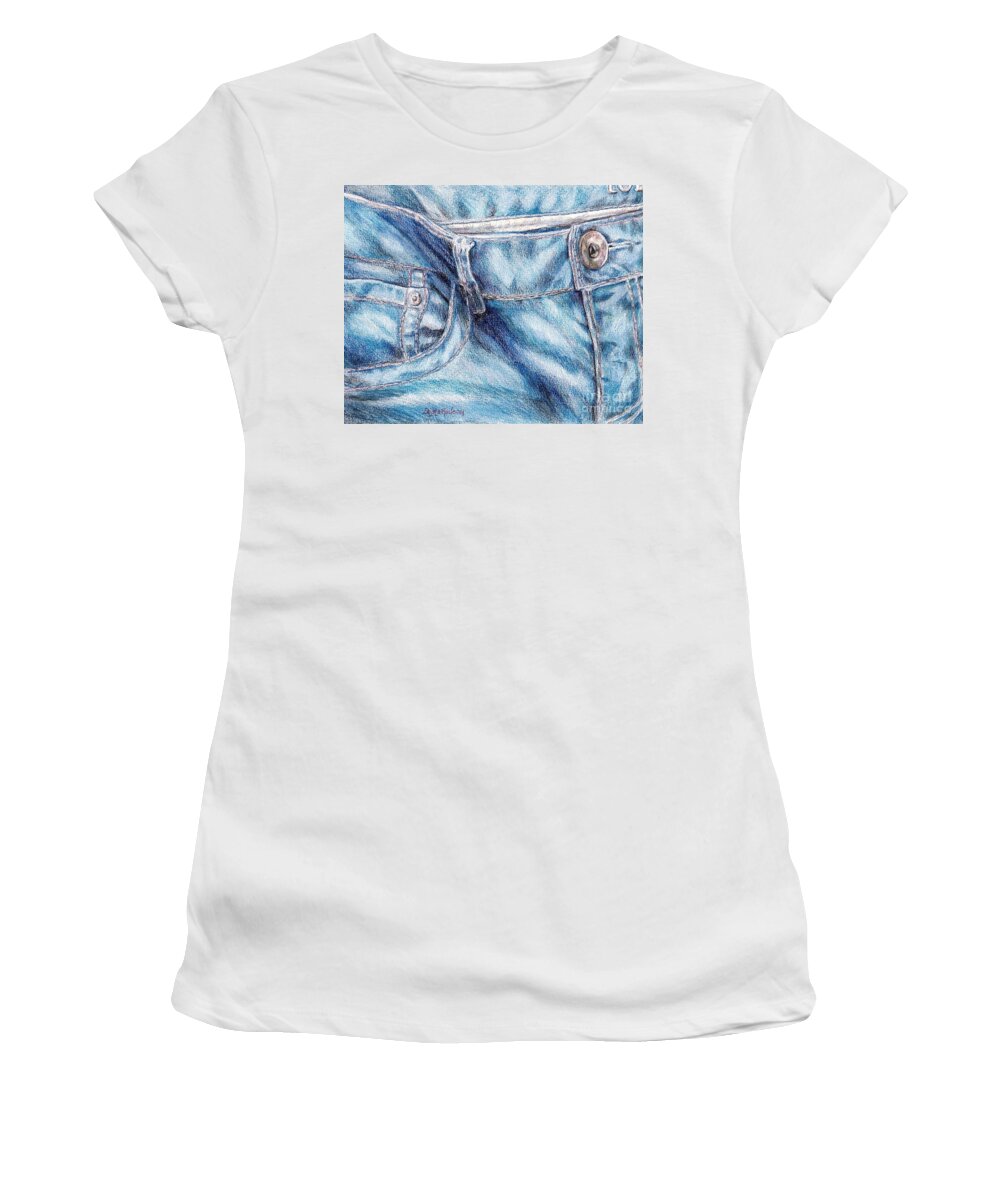 Jean Women's T-Shirt featuring the painting Her Favorite Pair of Jeans by Shana Rowe Jackson