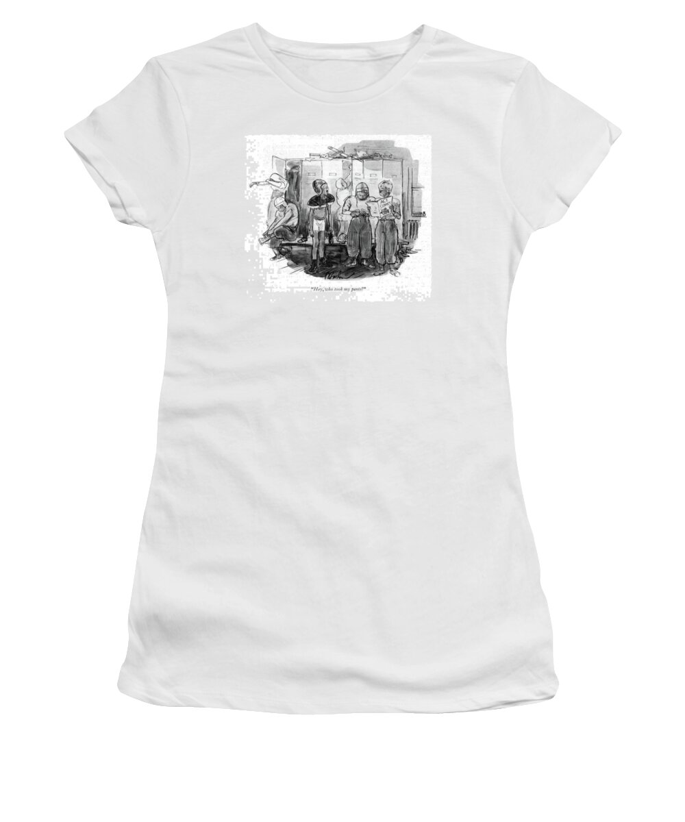 111455 Pba Perry Barlow Women's T-Shirt featuring the drawing Who Took My Pants? by Perry Barlow