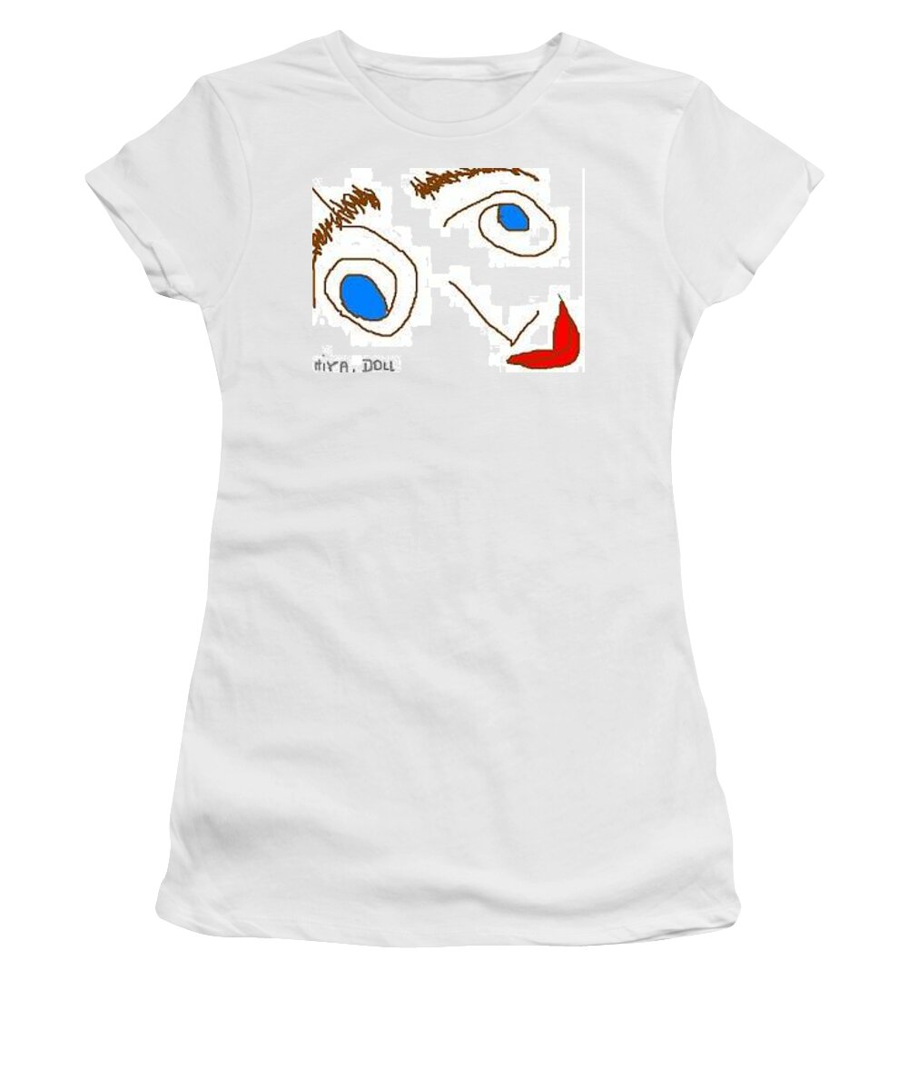 Humor Women's T-Shirt featuring the drawing Hiya Doll by Lenore Senior
