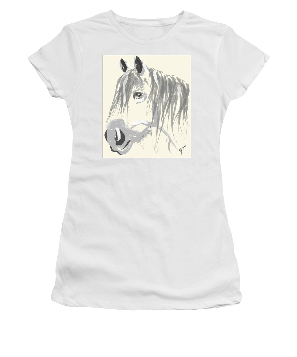 Big Horse Women's T-Shirt featuring the painting Horse- Big Jack by Go Van Kampen