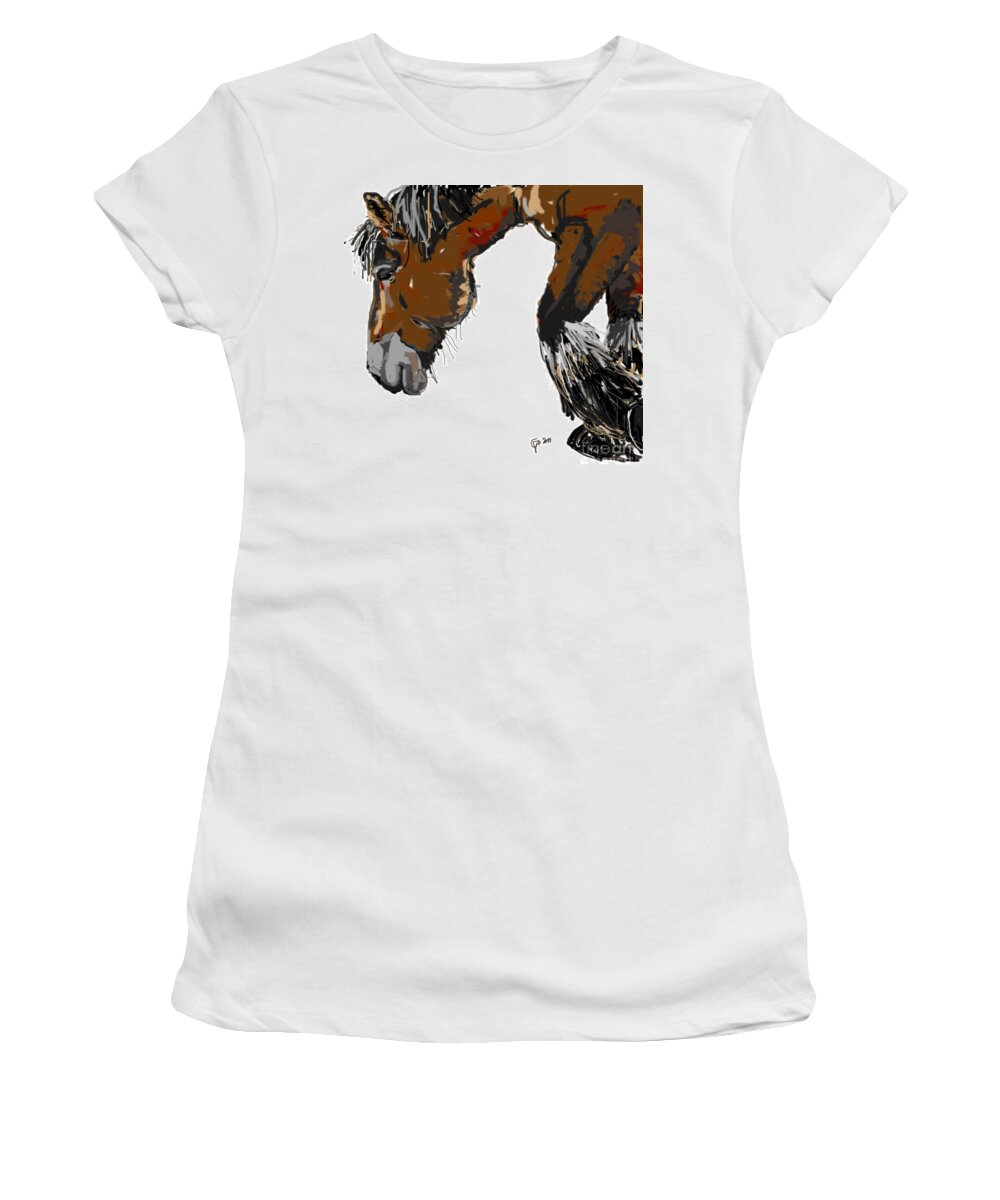 Big Horse Women's T-Shirt featuring the painting horse - Guus by Go Van Kampen