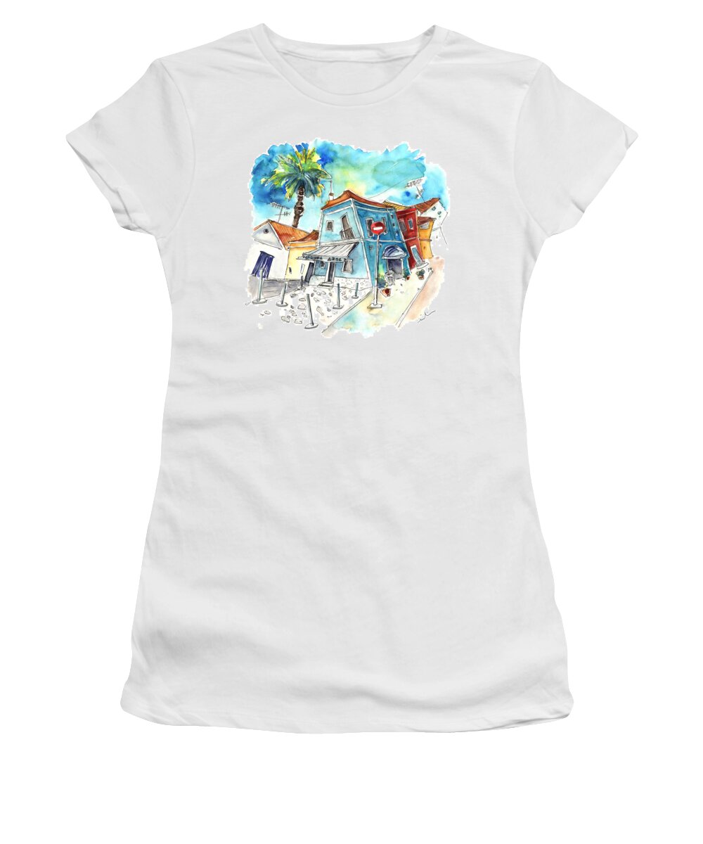 Portugal Women's T-Shirt featuring the painting Houses in Moita in Portugal by Miki De Goodaboom