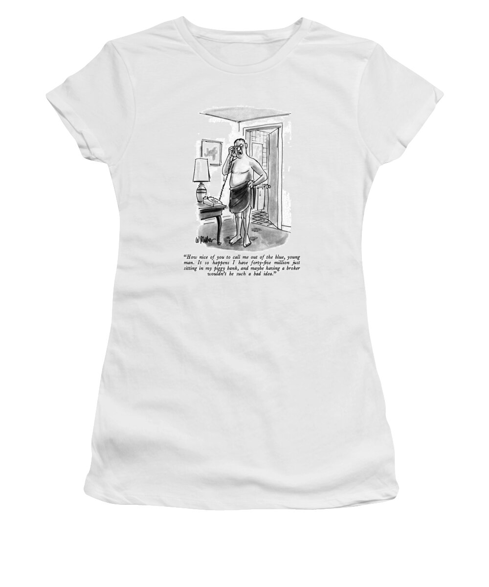 Telephones Women's T-Shirt featuring the drawing How Nice Of You To Call Me Out Of The Blue by Warren Miller