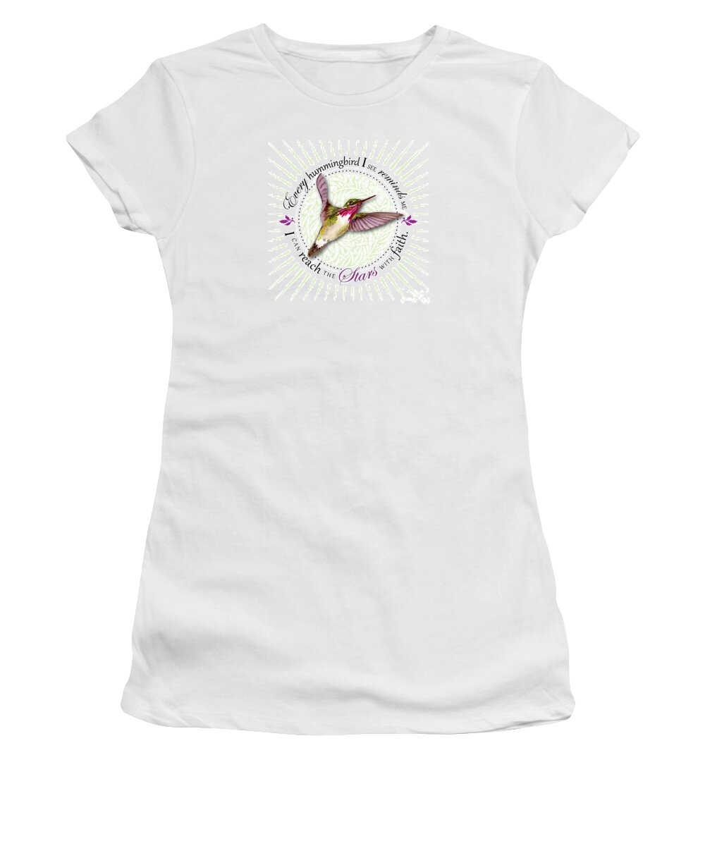 Bird Women's T-Shirt featuring the painting I can reach the stars with faith by Amy Kirkpatrick